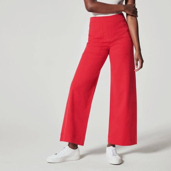 SPANX Pants - Spanx On-The-Go Cropped Wide-Leg Pants – True Red – Petite – Size M